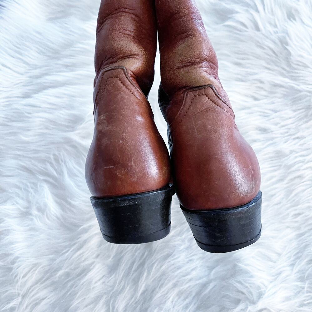Tony Lama Cognac Leather Western Cowboy Boots Men's 9D - Picture 5 of 8